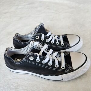 Converse All Star Black Double Tongue Polka Dot Low Top Sz 7